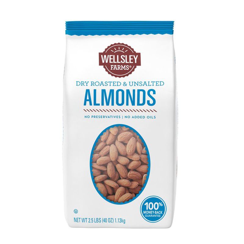 Almendras Enteras Sin Sal Wellsley Farms, 1.13kg.