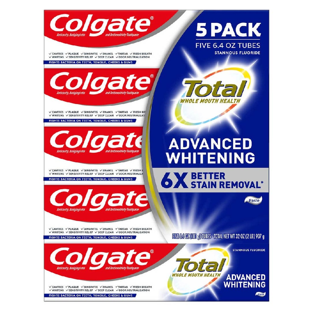 Pasta Dental Colgate Total Advanced Whitening, 5 Pack / 181gr