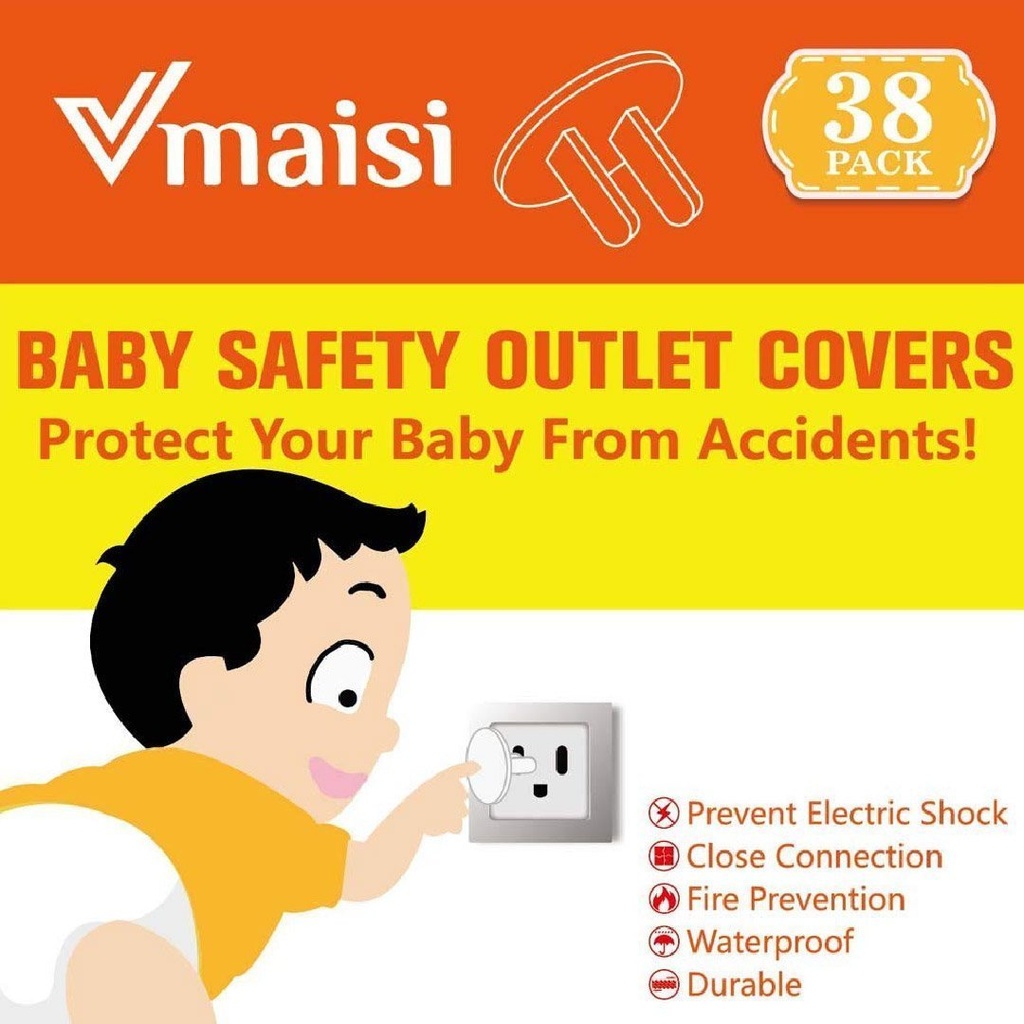 Protectores De Enchufes a Prueba De Niños V-Maisi, 38 Pack / Blanco