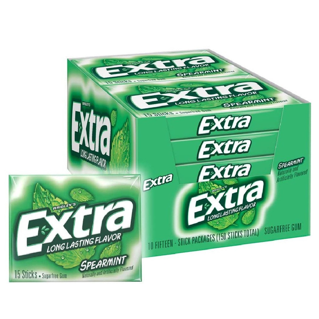 Chiclets Extra Spearmint Sin Azúcar, 12 Pack / 180 Total