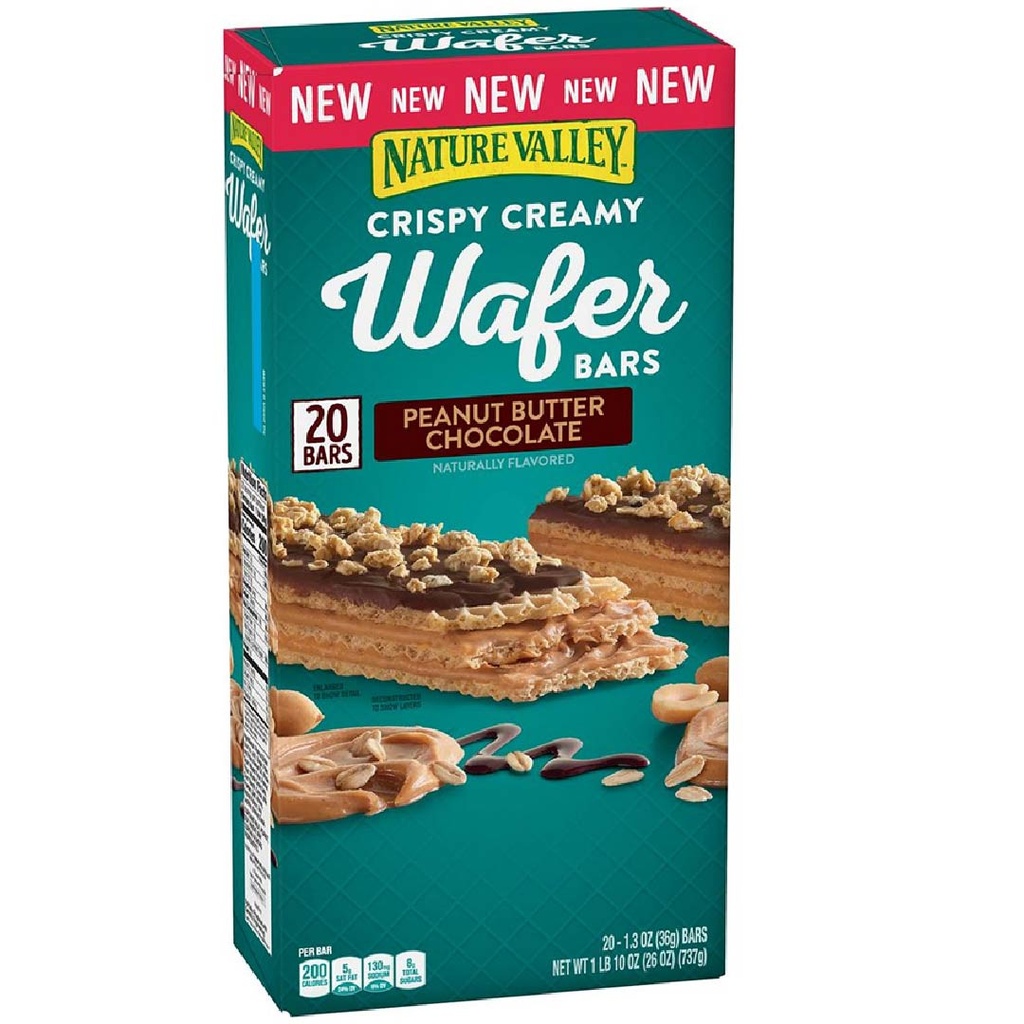 Barra De Galletas Wafer Con Crema De Maní y Chocolate, Nature Valley / 20 Pack