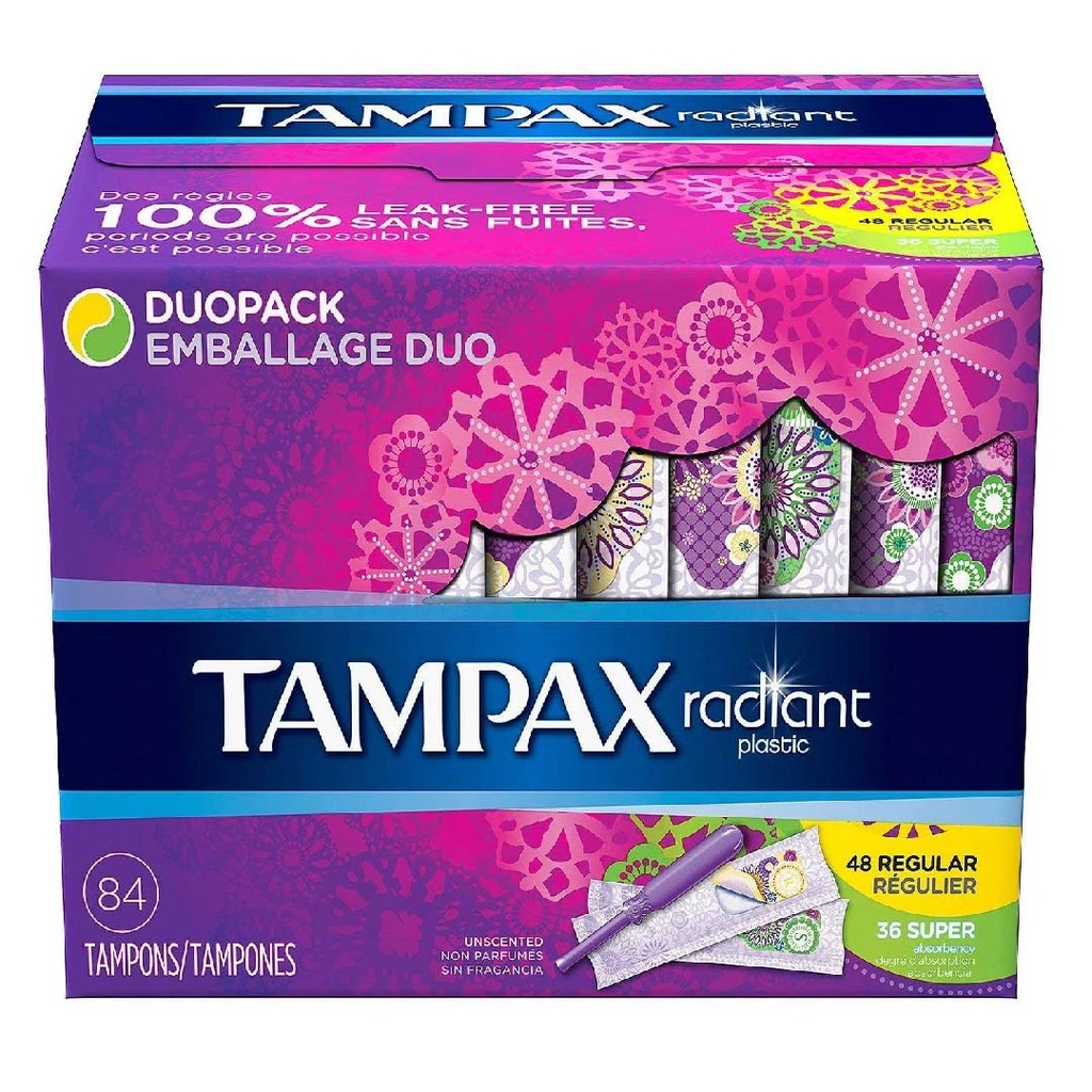 Tampones Tampax Radiant Regular &amp; Super / 84 Pack