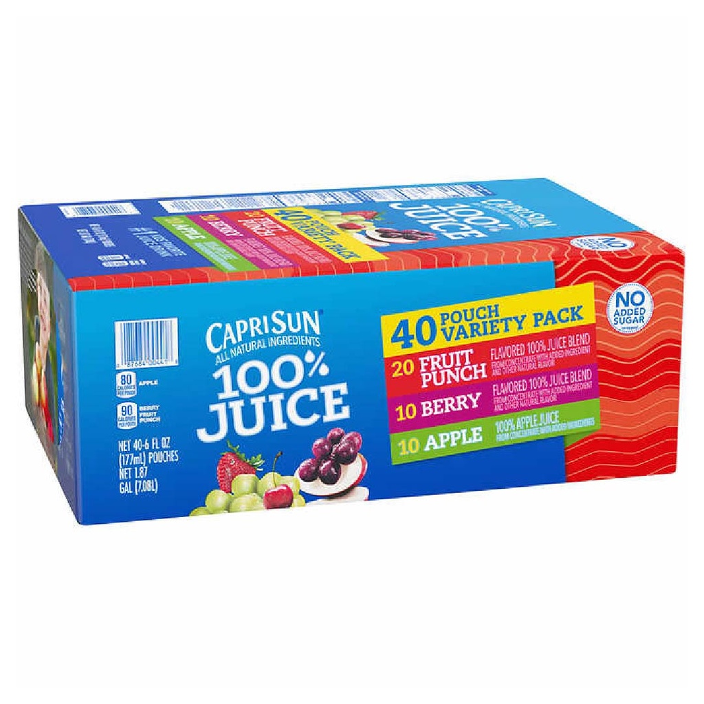 Jugos Capri Sun 50% Menos Azúcar  Sabores Variados 40 Pack / 177ml