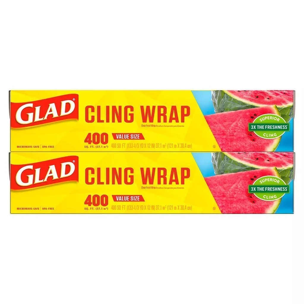 Rollo De Envoltura Plástica Para Alimentos, Glad ClingWrap / 121 m X 30.4 cm / 2 Pack