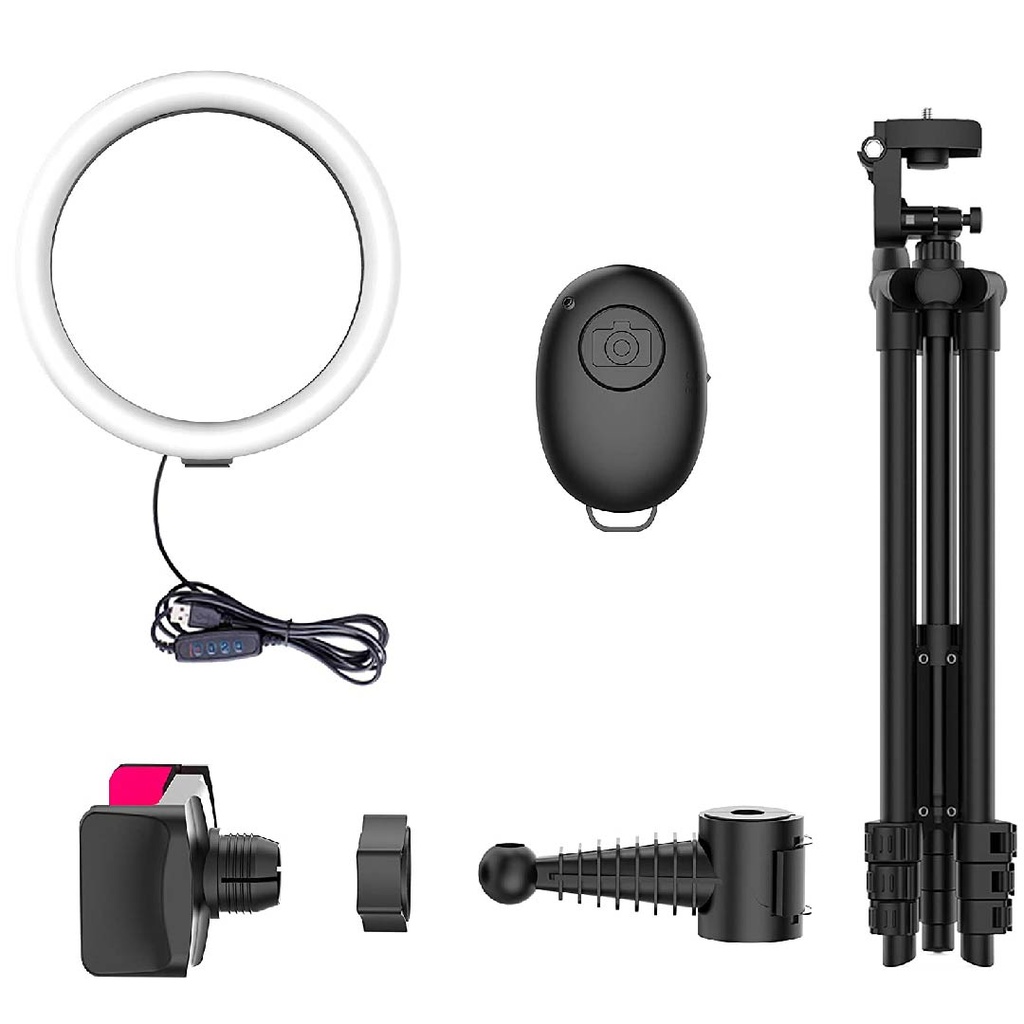 Aro De Luz LED 12" Con Trípode y Portacelular, Iluminación En 3 Colores, Compatible Con Andorid y iPhone