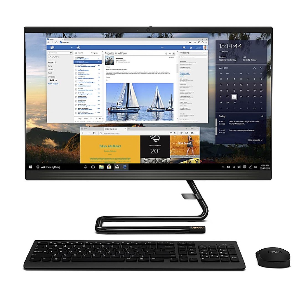Lenovo IdeaCentre AiO 23.8" Procesador Intel Pentium Gold G6400T / Memoria de 8GB / Disco Duro de 1TB - Win10 - Negro