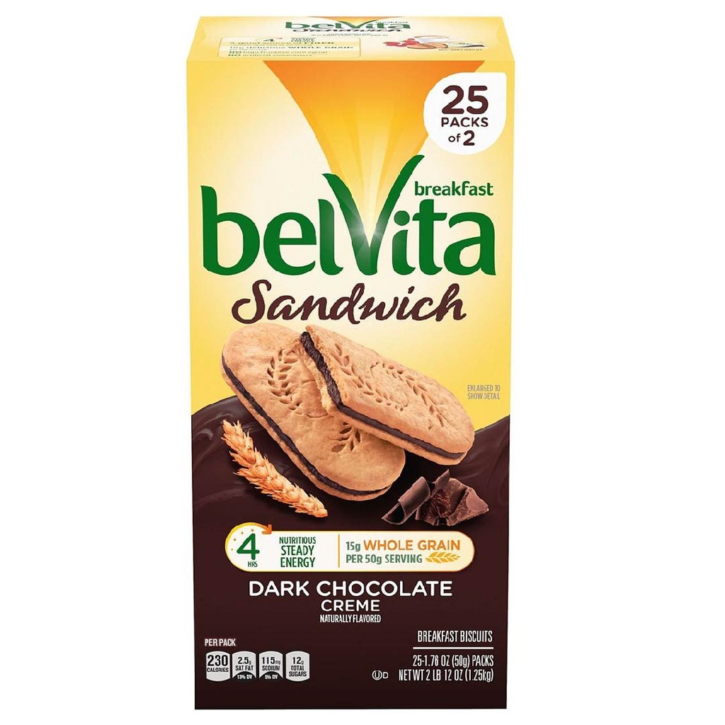 Galletas Sandwich De Chocolate Belvita, 25 Pack / 1.25 Kg