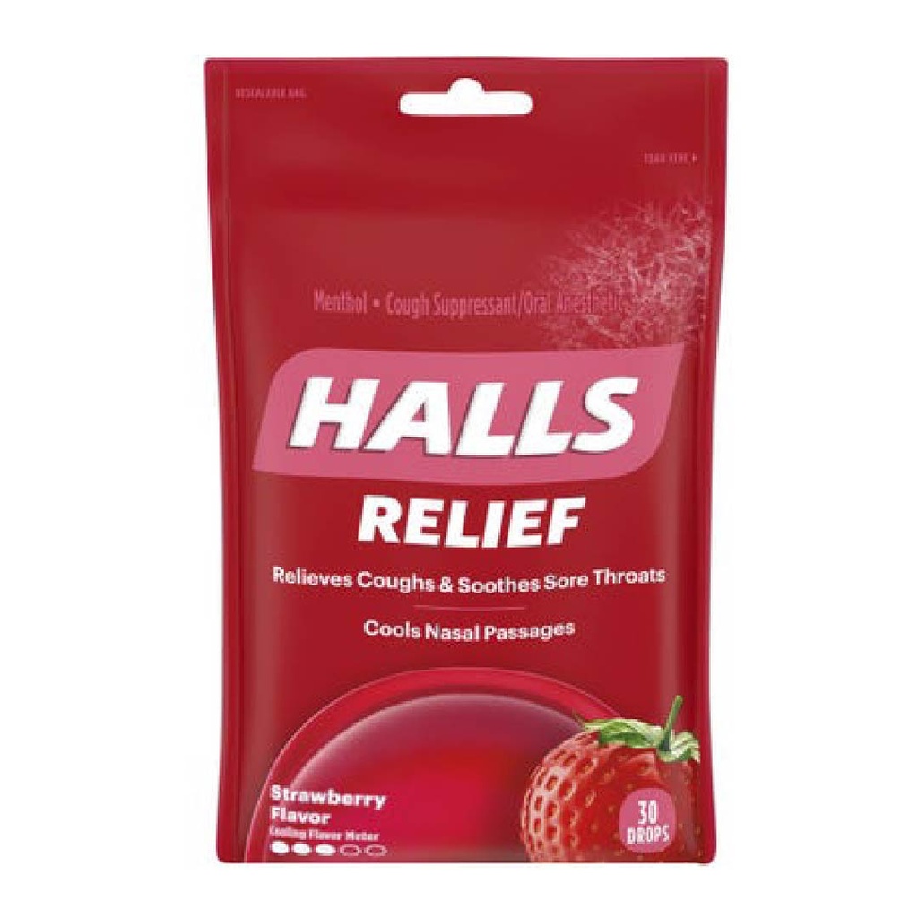 Halls Sabor Fresa, 30 Pack