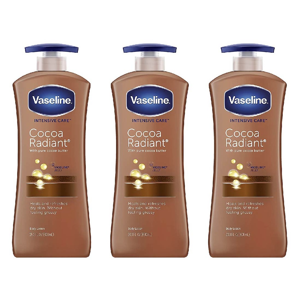 Loción Corporal Cocoa Radiant, Vaseline / 3 pack