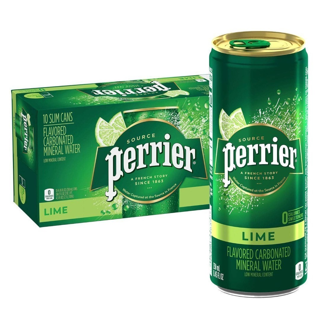 Lata De Agua Gasificada Perrier Sabor Limón, 35 Pack / 250 mL