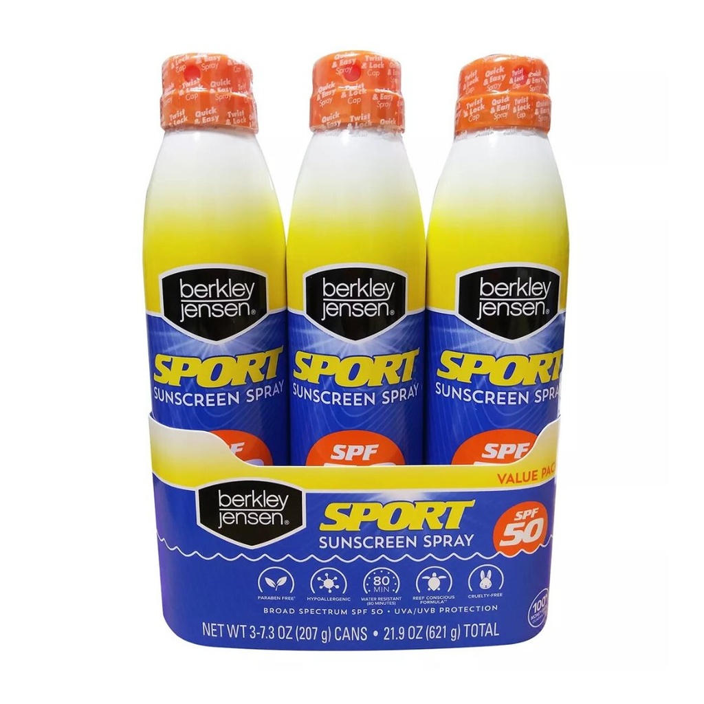 Protector Solar Hipoalergénico En Spray 50 SPF, Berkley Jensen / 3 Pack / 207g