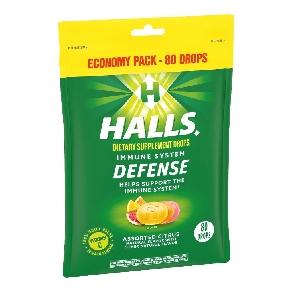 Halls Defense Sistema Inmune - Sabores Cítricos Surtidos / 80 Pack