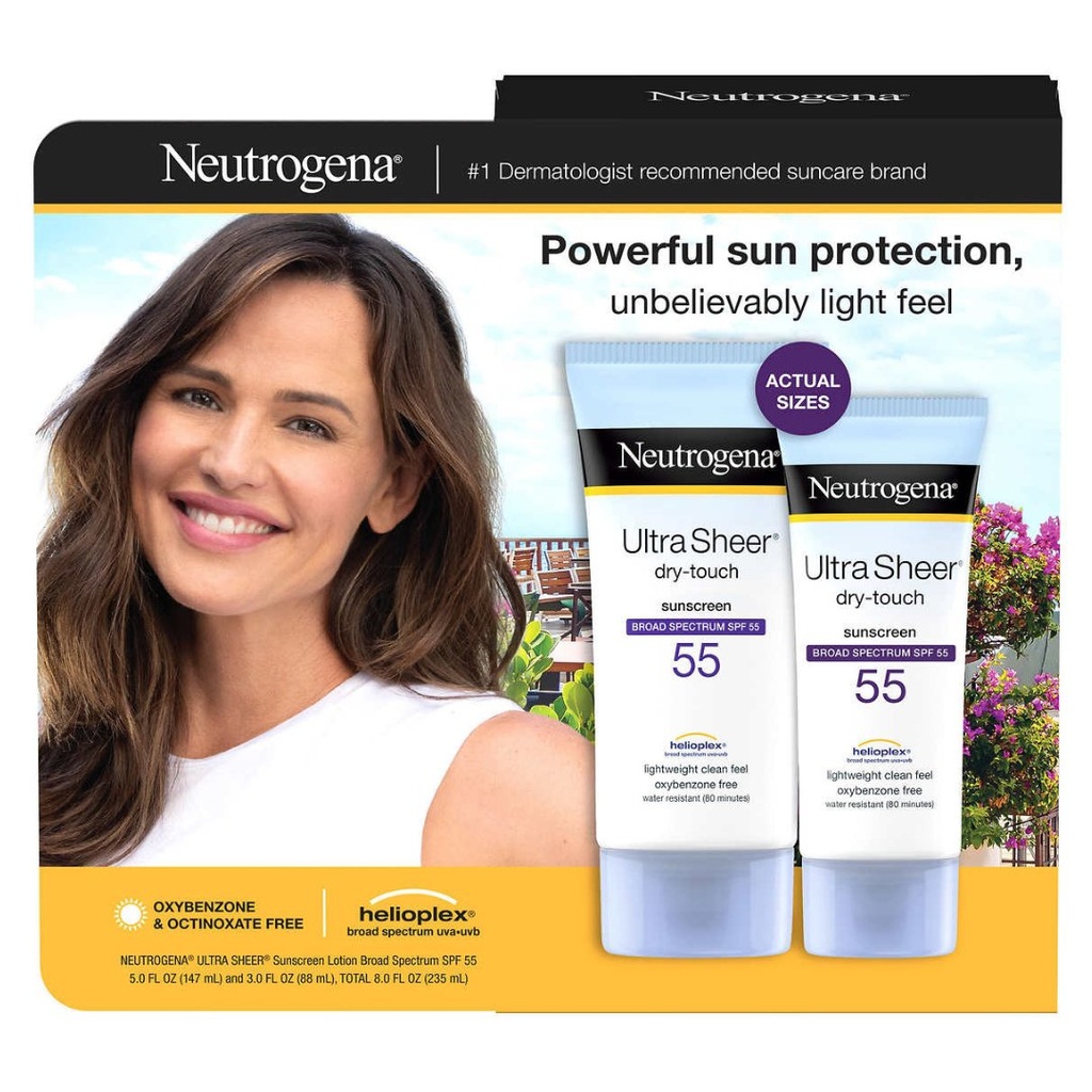 Protector Solar Facial SPF 55 - Neutrogena Ultra Sheer / 2 Pack / 147mL / 88mL