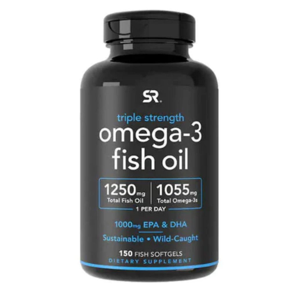 Omega 3 Triple Strenght - Aceite De Pescado 1250mg - Omega 3 1055mg / 150 Cápsulas Blandas