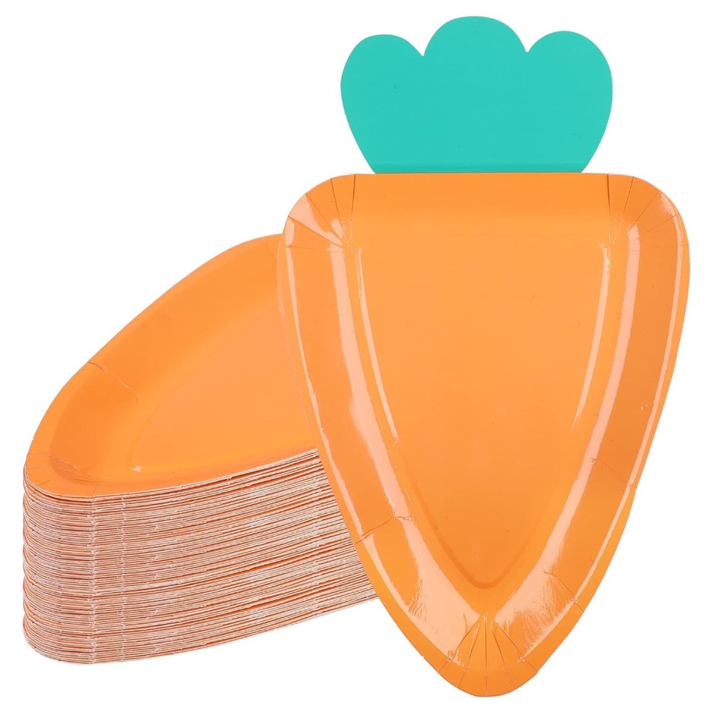 Platos De Carton En Forma De Zanahoria / 24 Pack