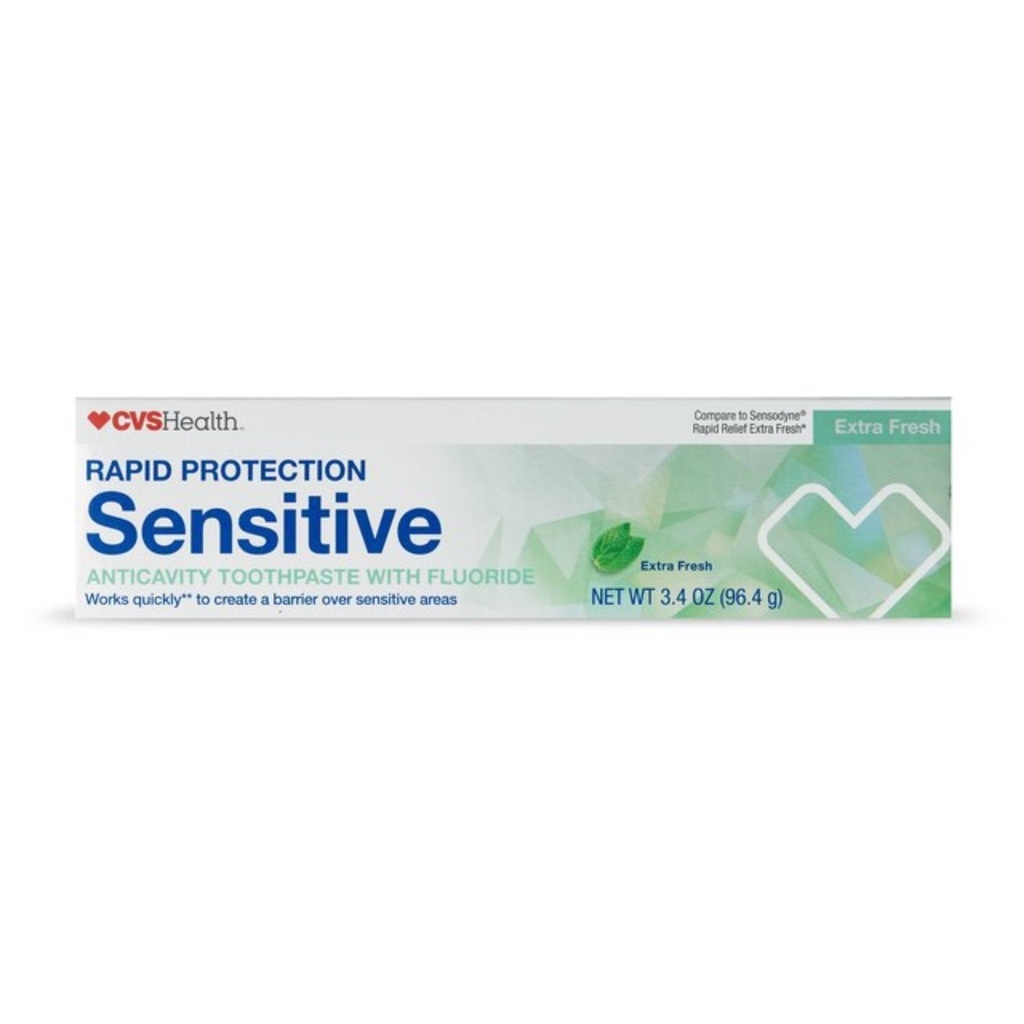 Pasta Dental Con Floruro Anticaries Sensible De Protección Rápida / CVS Health / 96.4g