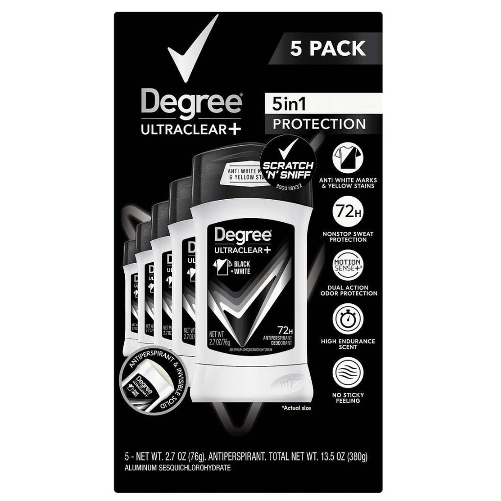 Desodorante Antitranspirante Degree Men UltraClear+ / 72H / 76g / 5 Pack