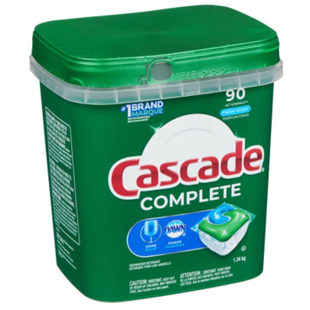 Detergente En Pastillas Para Lavaplatos Automático - Aroma Fresh / Cascade Complete / 90 Pack / 1.32 Kg Total