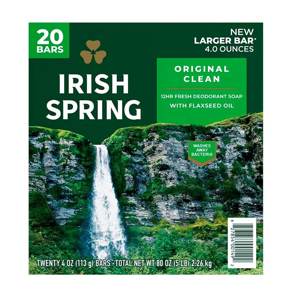 Jabon De Barra Irish Spring Original Clean / 20 Barras / 113g / 20 Pack