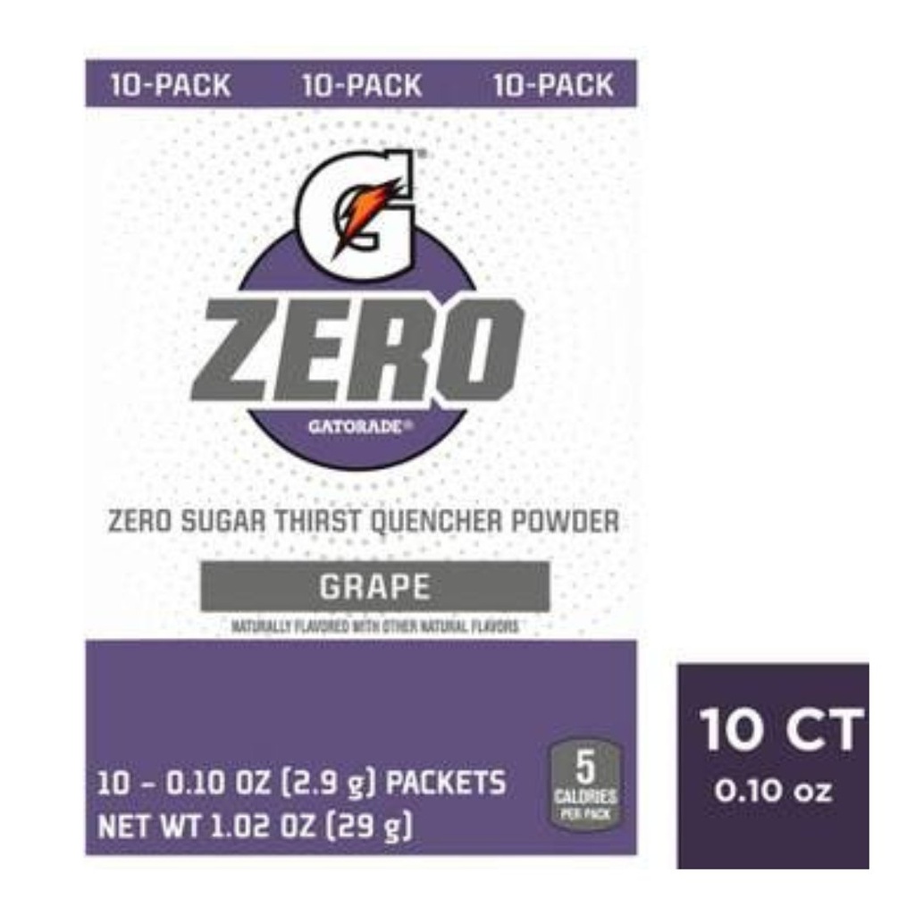Sobres De Gatorade Zero - Uva / 2.9g / 10 Pack