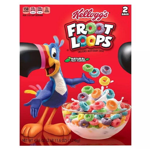 [038000991608] Cereal Froot Loops, Kelloggs / 2 Pack / 1.24 Kg