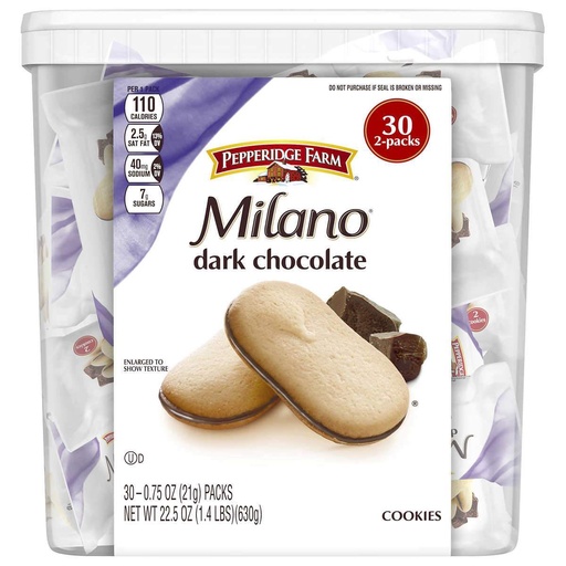 [014100047964] Galletas Milano Dark Chocolate, 30 Pack / 21g