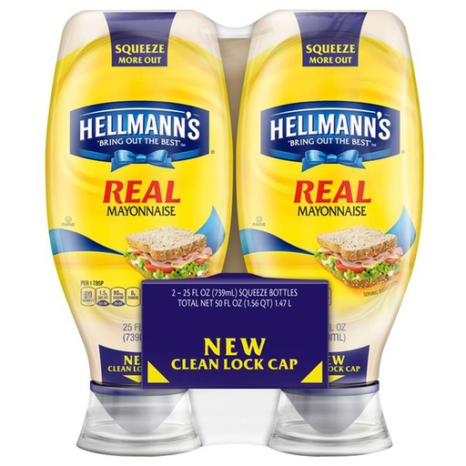 [048001481213] Mayonesa Hellmann's Squeeze  2 Pack / 739ml
