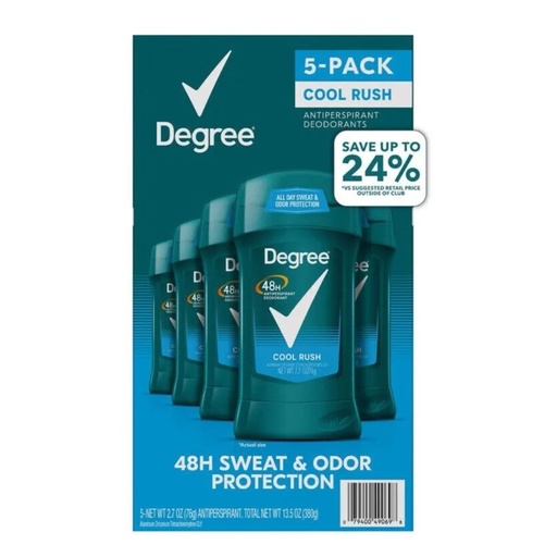 [079400490698] Desodorante Antitranspirante De Caballero Degree - Cool Rush 48H De Protección / 5 Pack / 76g