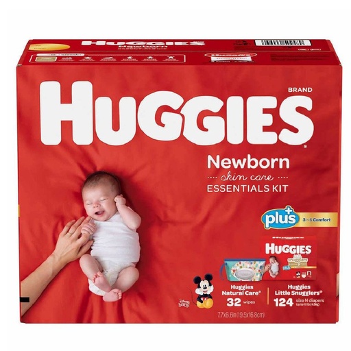 Pañales Huggies Para Recién Nacidos Con Toallitas Húmedas Natural Care / 124 Pack