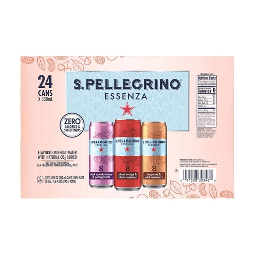 Agua Gasificada Sanpellegrino Essenza Sabores Variados 24 Pack / 330ml