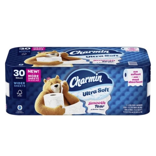 [030772115909] Papel Higiénico Charmin Ultra Soft, 30 Pack