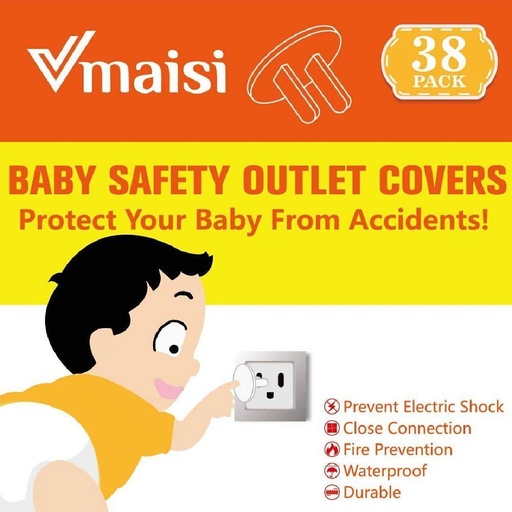 Protectores De Enchufes a Prueba De Niños V-Maisi, 38 Pack / Blanco
