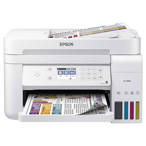 [3760-epson] Impresora Multifuncional Epson ET-3760 Impresión Inalámbrica, Sin Cartucho, Con Escáner, Copiadora y Ethernet
