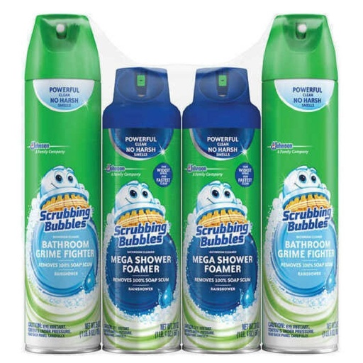 [025700003595] Limpiador Espumoso Para Baños Scrubbing Bubbles, 4 Pack Variados