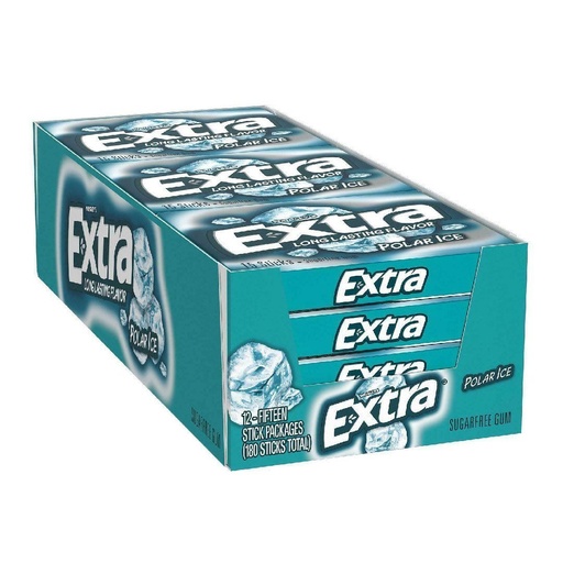 [022000127051] Chiclets Extra Polar Ice Sin Azúcar, 12 Pack / 180 Total