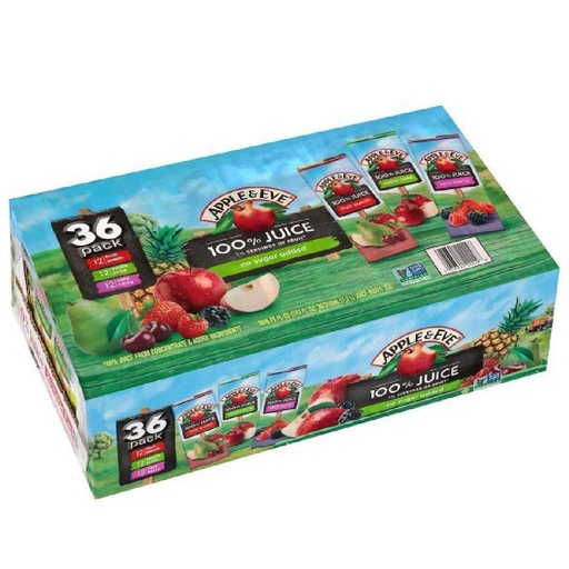 [076301222298] Jugos De Cartón Apple &amp; Eve Sin Azúcar, 36 Pack Sabores Variados / 200ml