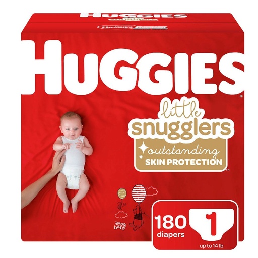 [036000508093] Pañales Little Snugglers Huggies Talla 1, 180 Pack