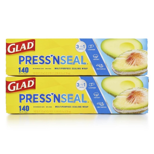 Rollo De Envoltura Plástica Para Alimentos 3 en 1, Glad Press'n Seal 43.4 m X 30 cm / 2 Pack