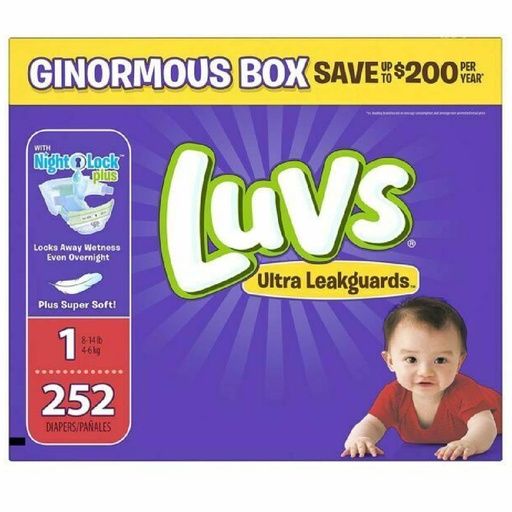 [037000976806] Pañales Luvs Ultra Leakguards, Talla 1 / 252 Pack