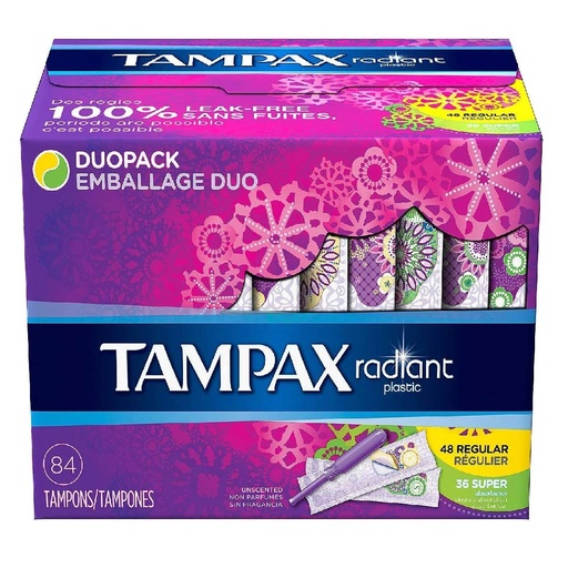 [073010630109] Tampones Tampax Radiant Regular &amp; Super / 84 Pack