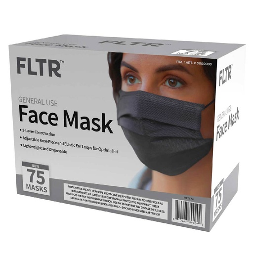 [810063890292] Mascarilla De Uso General, FLTR / 75 Pack / Color Negro