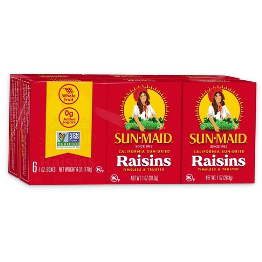 [041143120101] Pasas De Uva Californiana Secadas Al Sol Sun-Maid, 6 Pack / 170g