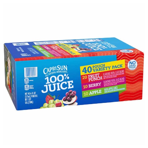 [087684004425] Jugos Capri Sun 50% Menos Azúcar  Sabores Variados 40 Pack / 177ml