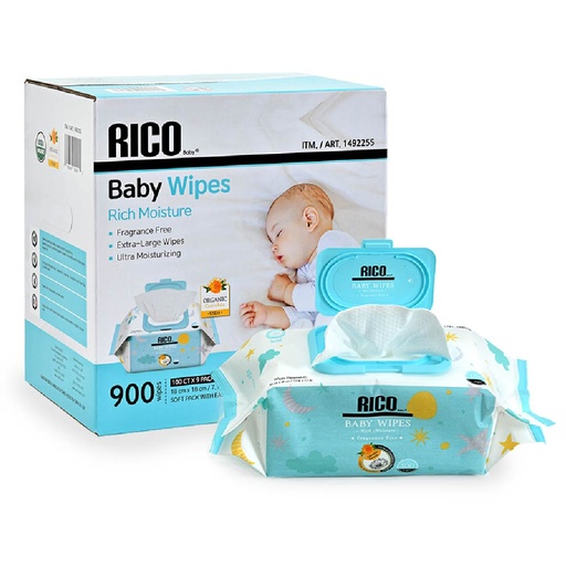 [195616000015] Toallitas Húmedas Rico Baby, 9 Pack / 900 Toallas
