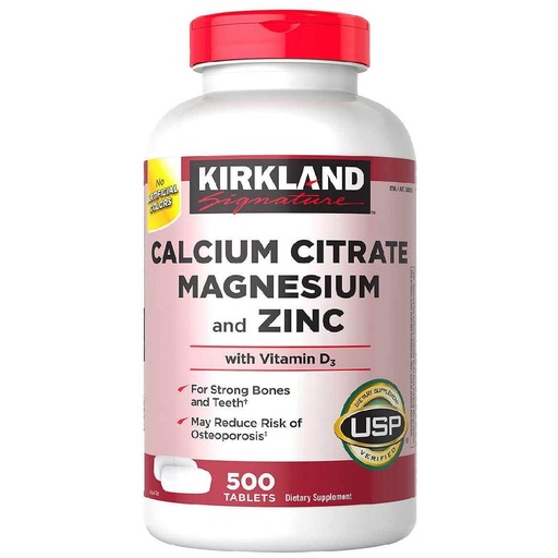 [096619588152] Calcio, Magnesio y Zinc Con Vitamina D3 Kirkland / 500 Capsulas