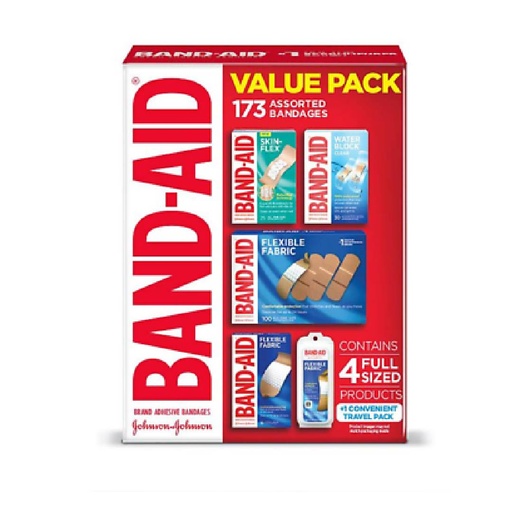 [381371192960] Curitas Tamaños Variados Band-Aid, 173 Pack Con Estuche