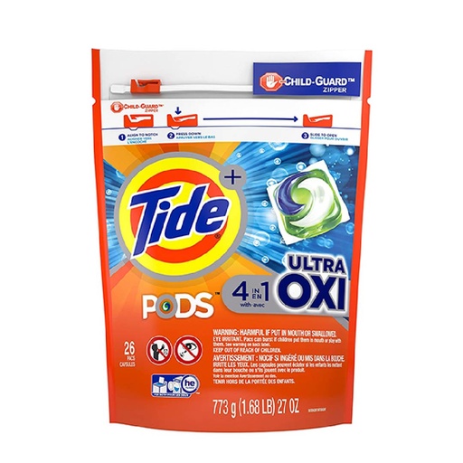 Detergente Líquido En Capsulas Tide Pods 4 en 1 Ultra OXI / 773 gr / 26 Pack