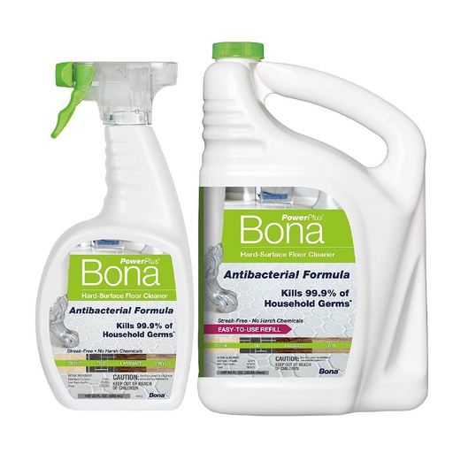 [737025019655] Limpiador Antibacterial Para Pisos, Bona PowerPlus 2.83 L + 650 mL Recargable / 2 Pack