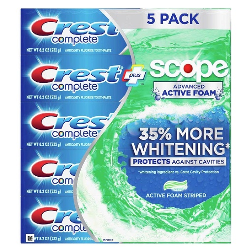 [037000495482] Pasta Dental Crest Completa Blanqueadora, 232g / 5 Pack