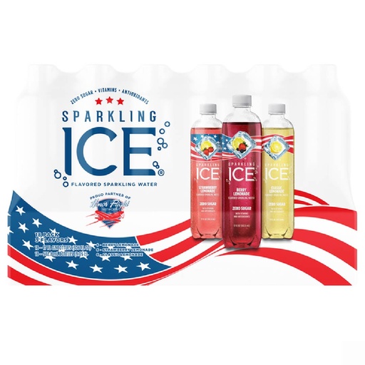 [016571955373] Agua Con Gas Saborizada Sparkling Ice, 18 Pack Sabores Variados De Limonada / Zero Sugar 502.8ml